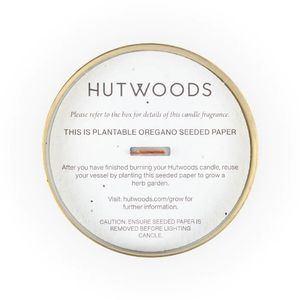 Cha Cha Chocolate Hutwoods Cedar Leaf & Vanilla Bean Candle with Seed Paper Luxury Brushed Brass Vessel