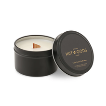 Load image into Gallery viewer, Cha Cha Chocolate Hutwoods Cedar Leaf &amp; Vanilla Bean Candle Luxury Travel Tin

