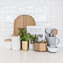 Load image into Gallery viewer, Cha Cha Chocolate Hutwoods Thyme &amp; Olive Leaf Candle with Seed Paper Luxury Brushed Silver Vessel

