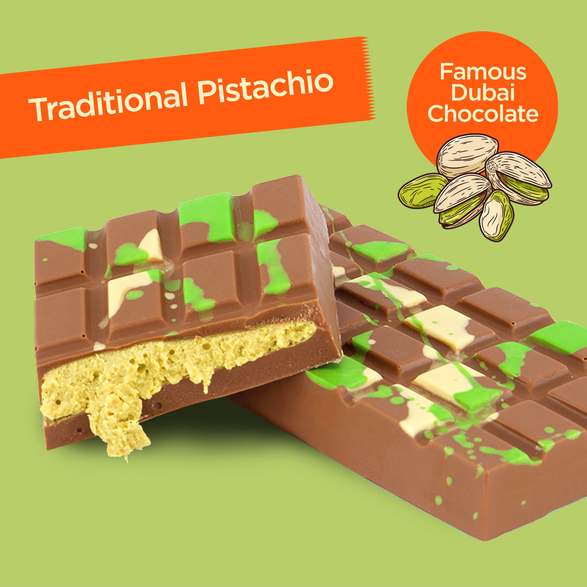 Chacha Loading Traditional Pistachio - Dubai Inspired Chocolate Bar – Cha Cha Chocolate