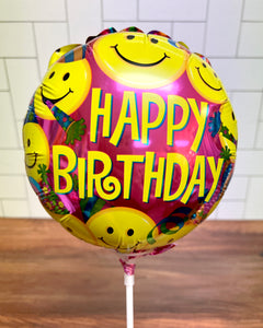 Air Inflated Balloon - Happy Birthday Smiley Face
