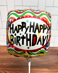 Air Inflated Balloon - Happy Birthday Square