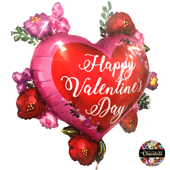 Happy Valentines Day Heart with Roses Balloon