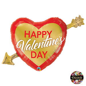 Happy Valentine's Day Golden Arrow Supershape Foil Balloon