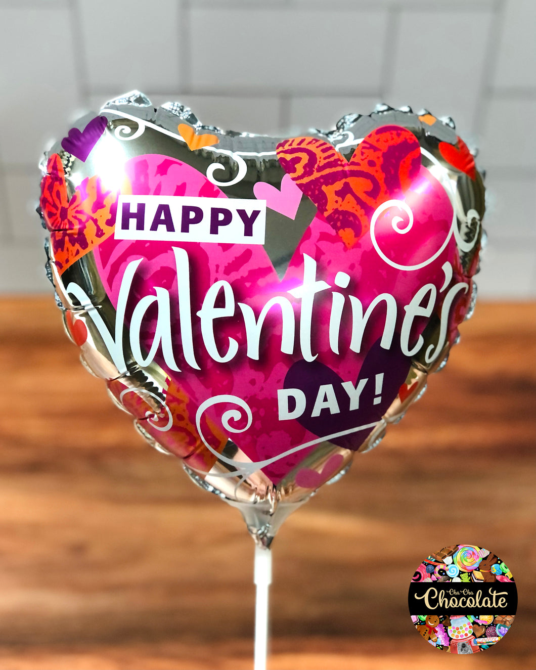 Air Inflated Balloon - Happy Valetines Day Swirly Heart