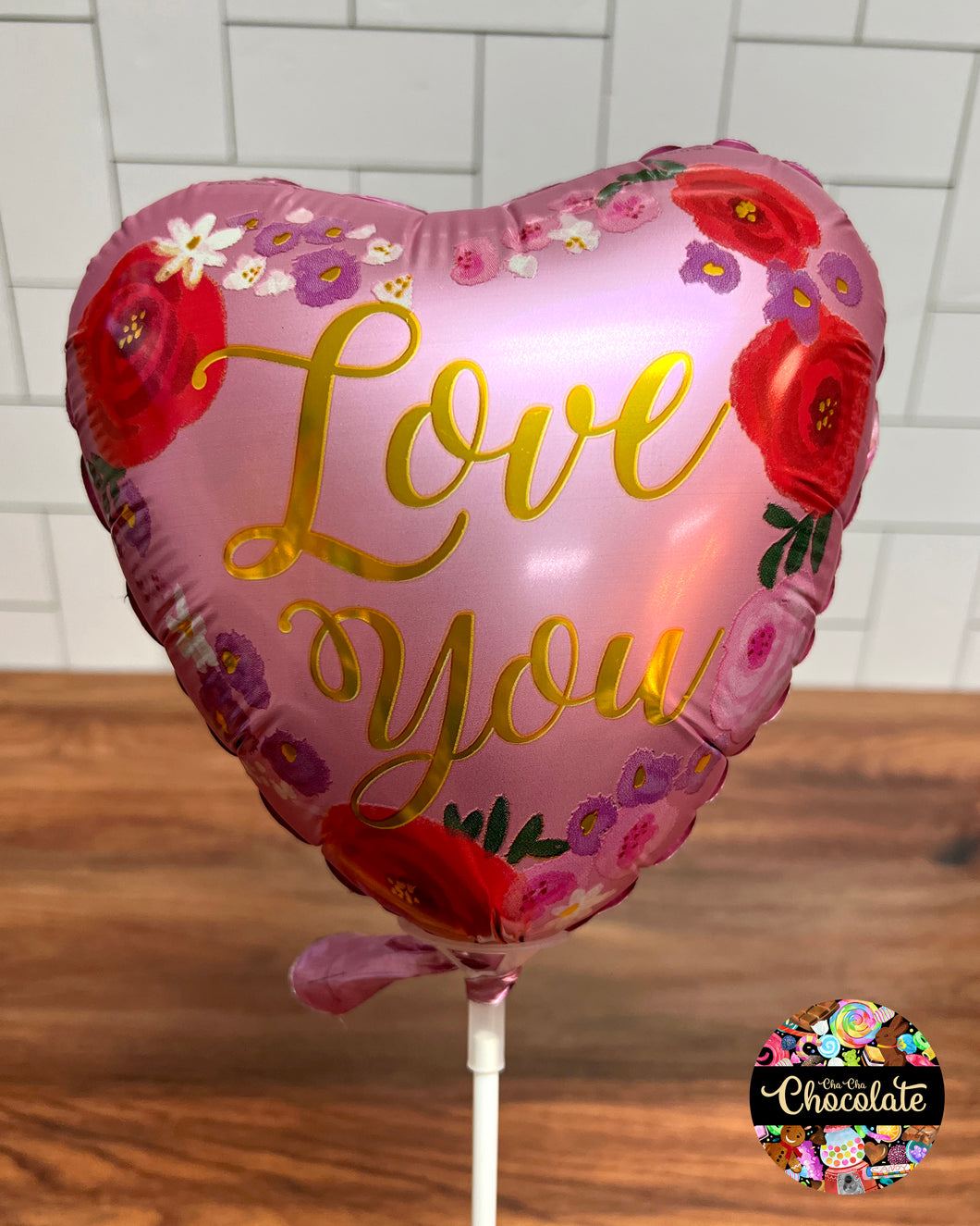 Air Inflated Balloon - Happy Valentines Day Heart Red Roses