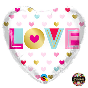 Love Metallic Hearts Foil Balloon