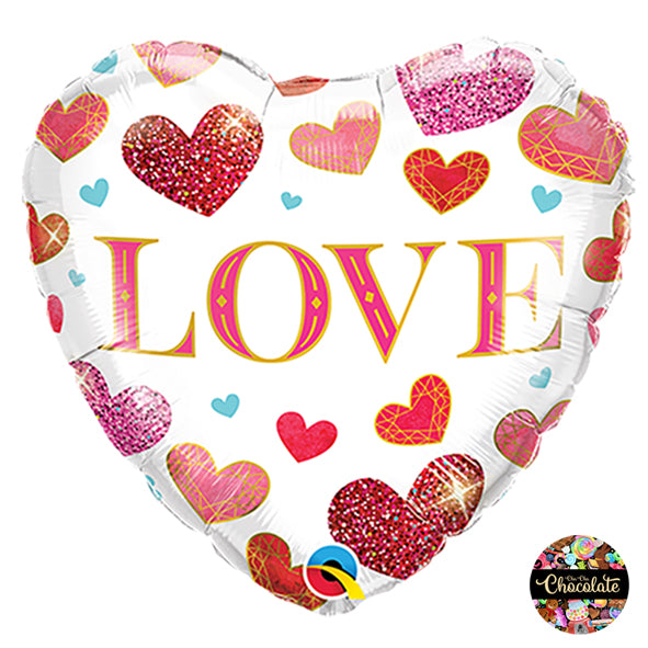Love Jewel Hearts Foil Balloon