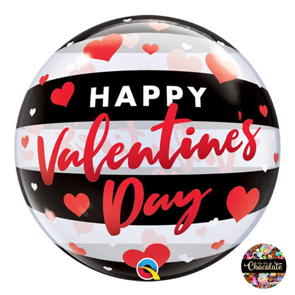 Happy Valentine's Day Black Stripes Balloon