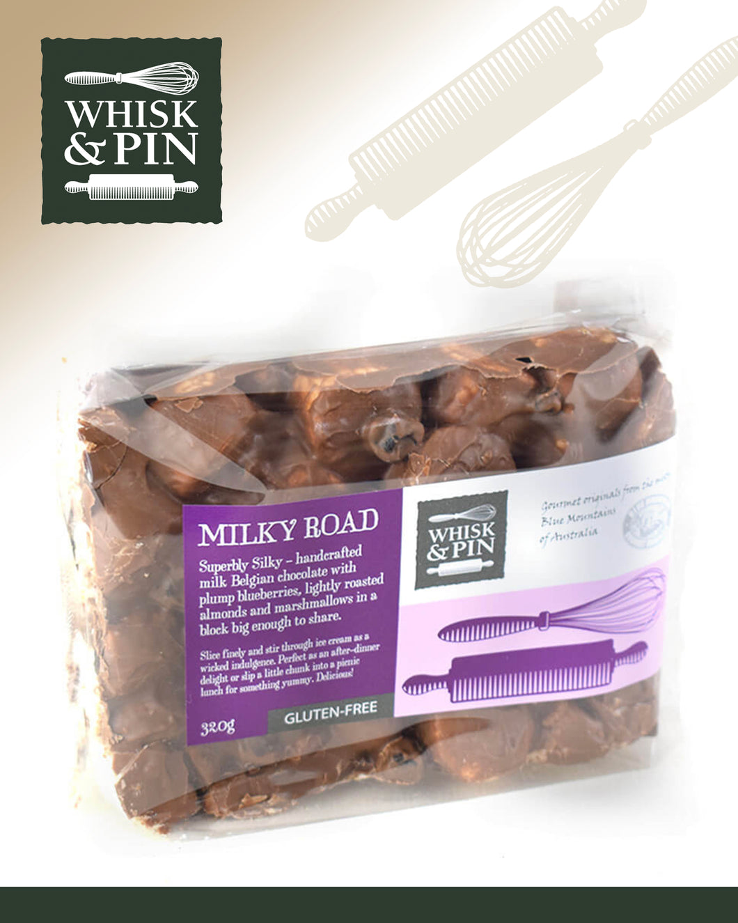 Whisk & Pin Milky Chocolate Rocky Road Block