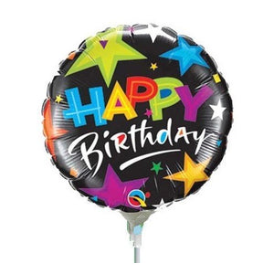 Happy Birthday Black Stars Mini Balloon