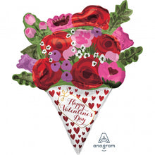 Load image into Gallery viewer, Bouquet of Flowers Valentine’s Foil Balloon
